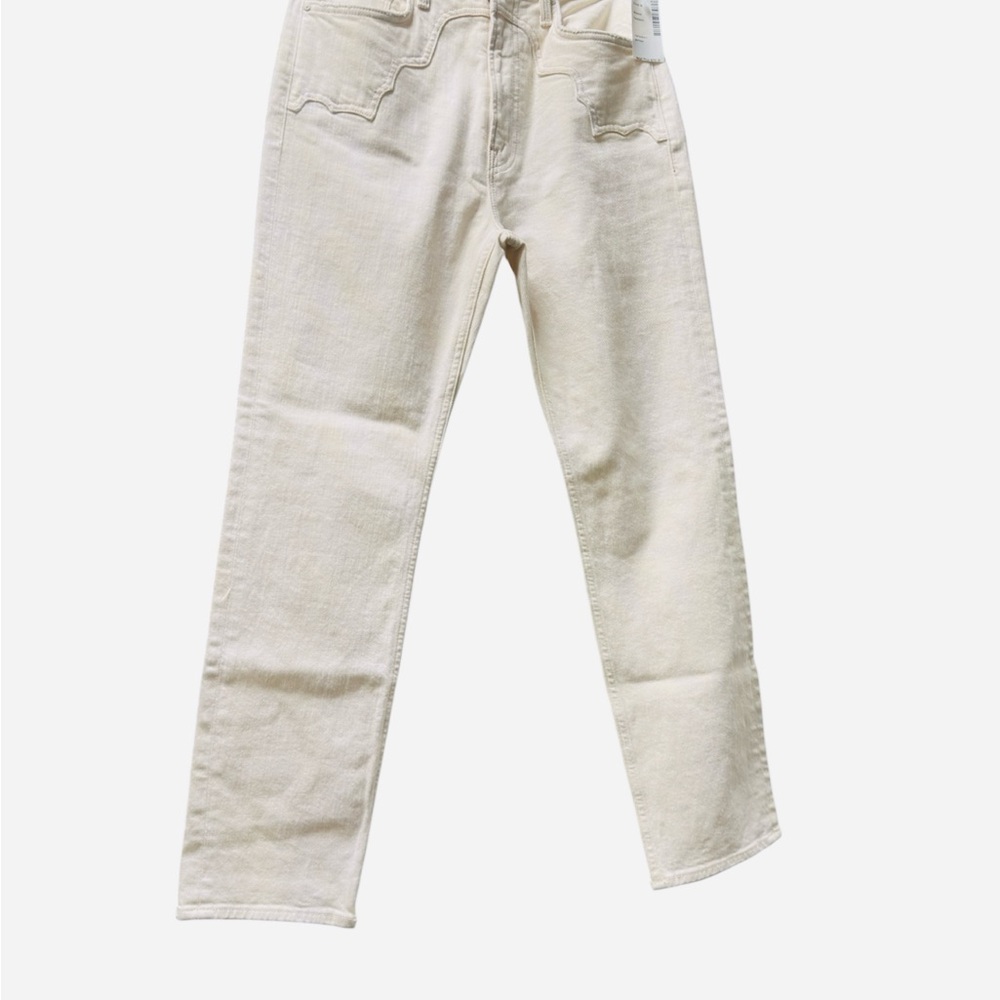 MOTHER Women's Straight Leg Jeans in Cream - Picture 3 of 13